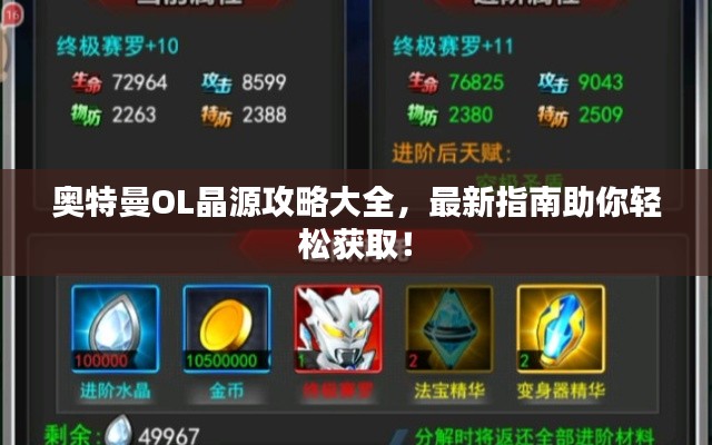 奧特曼OL晶源攻略大全,最新指南助你輕松獲取!