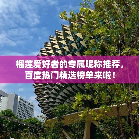 榴蓮愛好者的專屬昵稱推薦,百度熱門精選榜單來啦!