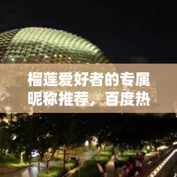 榴蓮愛好者的專屬昵稱推薦,百度熱門精選榜單來啦!