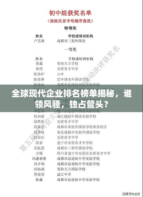 全球現代企業排名榜單揭秘，誰領風騷，獨占鰲頭？