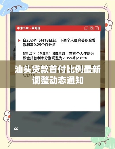 汕頭貸款首付比例最新調整動態通知