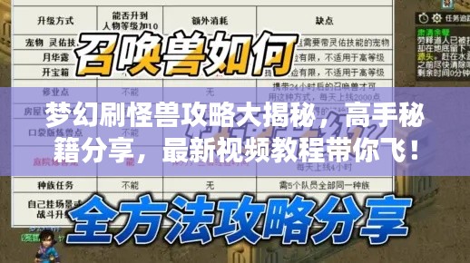 夢幻刷怪獸攻略大揭秘，高手秘籍分享，最新視頻教程帶你飛！