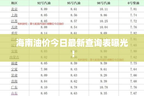 海南油價今日最新查詢表曝光!