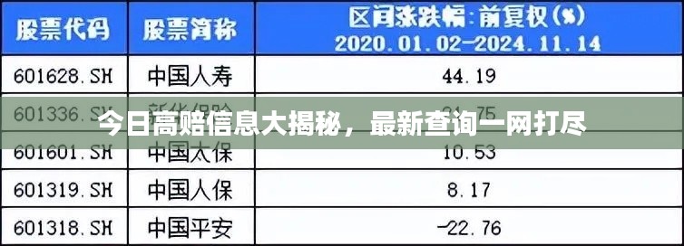 今日高賠信息大揭秘,最新查詢一網打盡