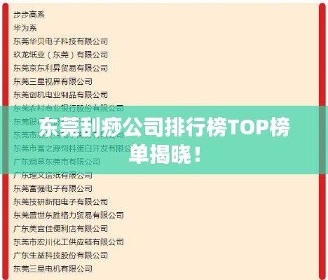 東莞刮痧公司排行榜TOP榜單揭曉！