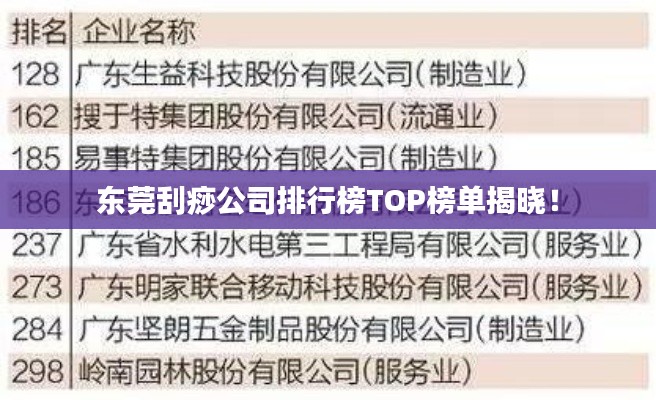 東莞刮痧公司排行榜TOP榜單揭曉!