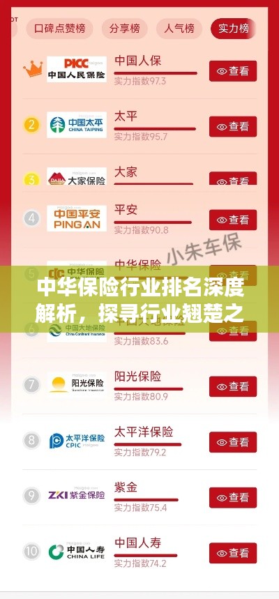 中華保險行業(yè)排名深度解析，探尋行業(yè)翹楚之路