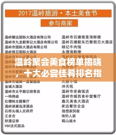 溫嶺聚會美食榜單揭曉，十大必嘗佳肴排名指南