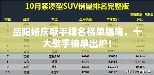 岳陽婚慶歌手排名榜單揭曉,十大歌手榜單出爐!