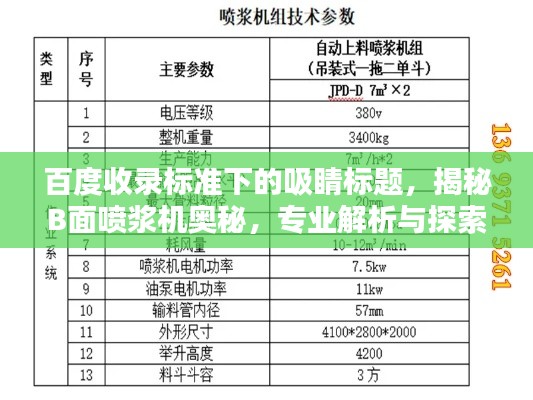 百度收錄標(biāo)準(zhǔn)下的吸睛標(biāo)題，揭秘B面噴漿機(jī)奧秘，專業(yè)解析與探索