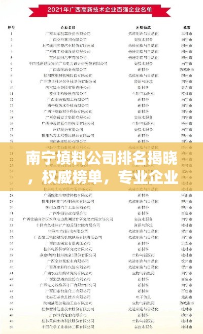 南寧填料公司排名揭曉,權(quán)威榜單,專業(yè)企業(yè)上榜!