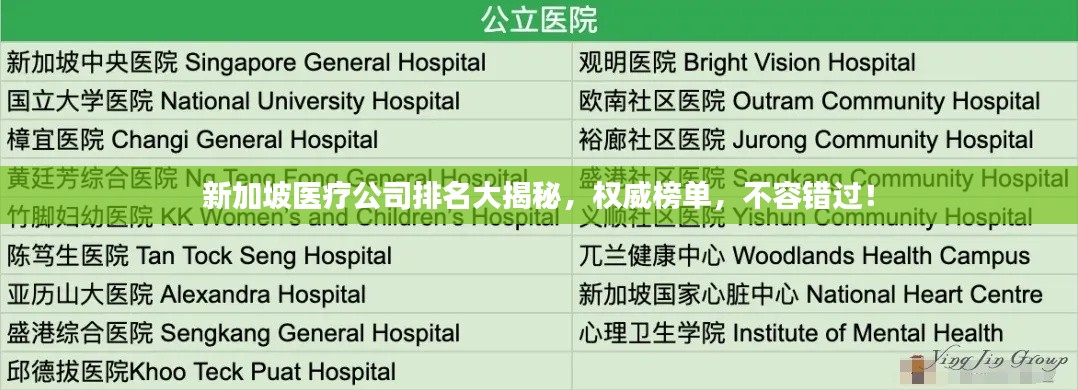 新加坡醫療公司排名大揭秘，權威榜單，不容錯過！
