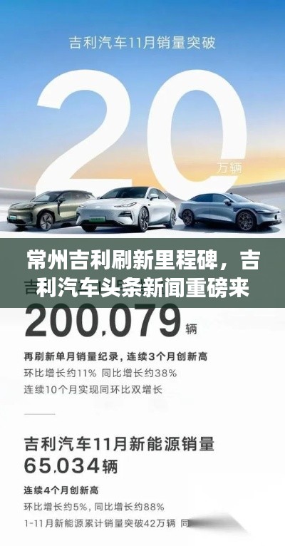常州吉利刷新里程碑，吉利汽車頭條新聞重磅來襲！