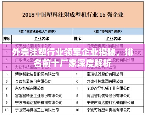 外殼注塑行業領軍企業揭秘,排名前十廠家深度解析