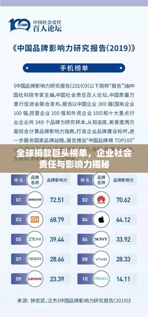 全球捐款巨頭榜單，企業社會責任與影響力揭秘