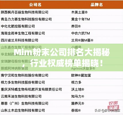 Mim粉末公司排名大揭秘,行業權威榜單揭曉!