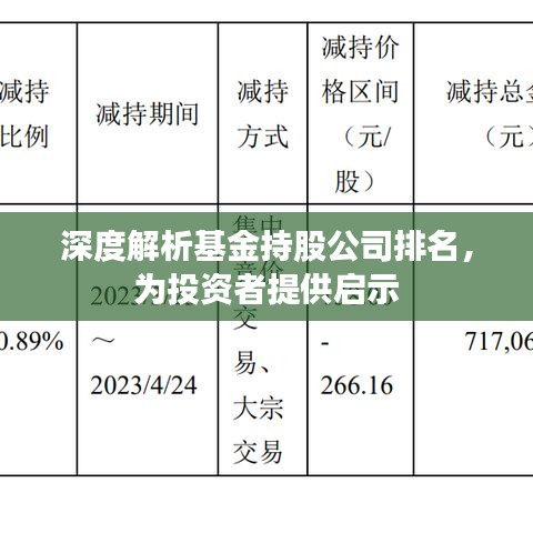 深度解析基金持股公司排名，為投資者提供啟示
