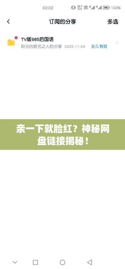親一下就臉紅?神秘網(wǎng)盤鏈接揭秘!
