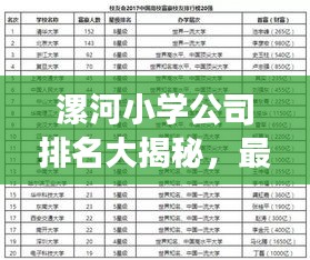 漯河小學公司排名大揭秘,最新榜單,家長必看!