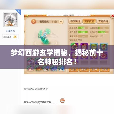夢幻西游玄學揭秘,揭秘前十名神秘排名!