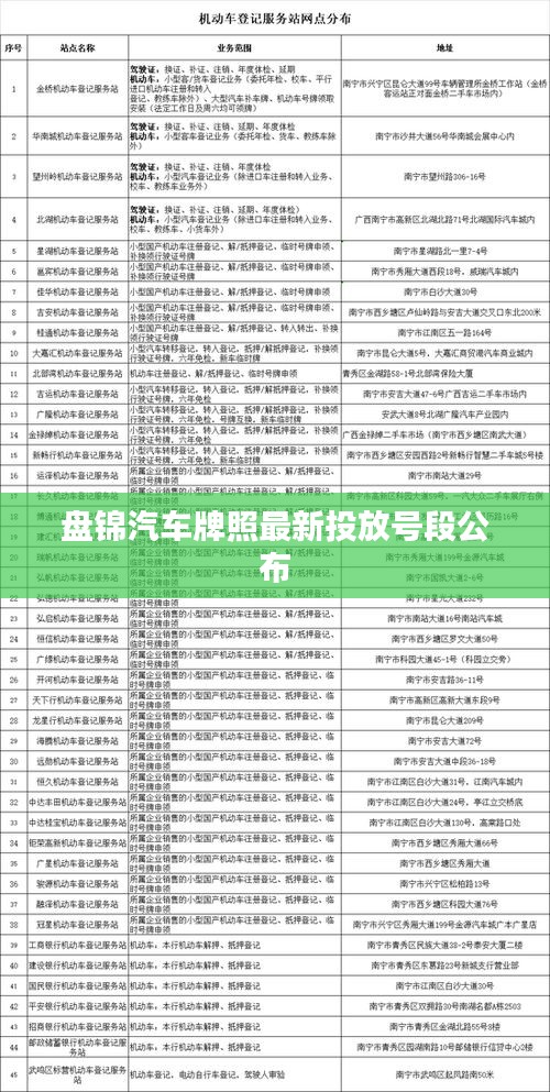 盤錦汽車牌照最新投放號段公布