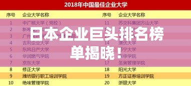 日本企業(yè)巨頭排名榜單揭曉!