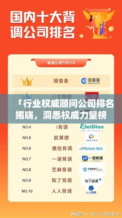 「行業權威顧問公司排名揭曉，洞悉權威力量榜單」