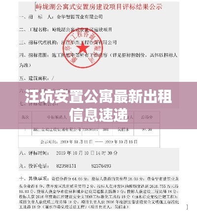汪坑安置公寓最新出租信息速遞