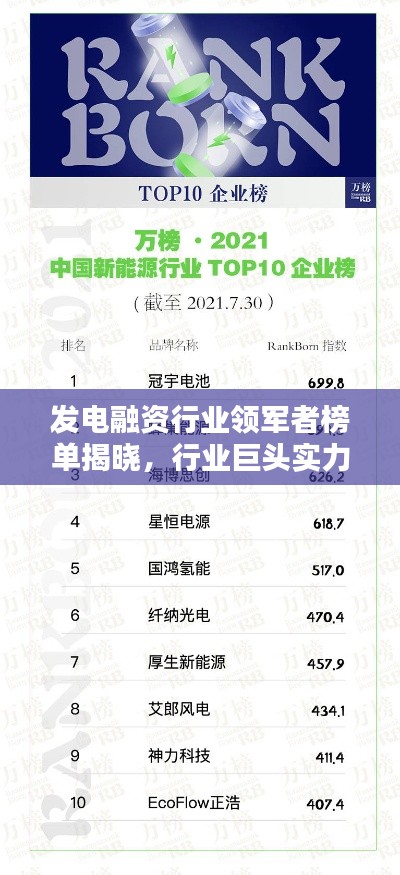 發電融資行業領軍者榜單揭曉,行業巨頭實力排名!