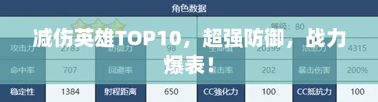 減傷英雄TOP10，超強防御，戰力爆表！