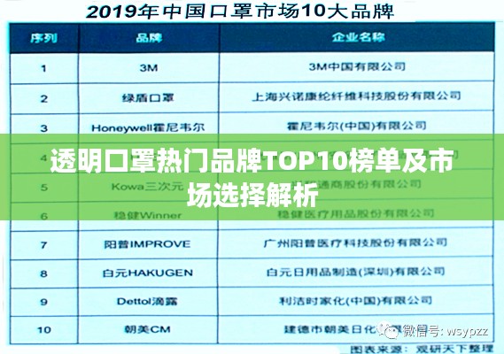 透明口罩熱門品牌TOP10榜單及市場選擇解析