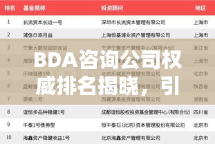 BDA咨詢公司權威排名揭曉,引領行業的秘密武器全揭秘