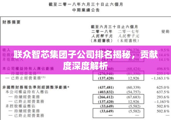 聯眾智芯集團子公司排名揭秘,貢獻度深度解析